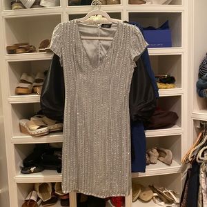 Parker Black silver sequin mini dress